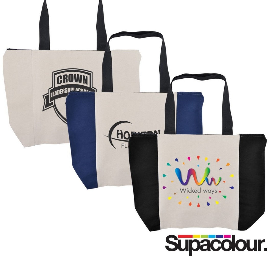 Extra Wide Custom Zipper Tote Bags Branded